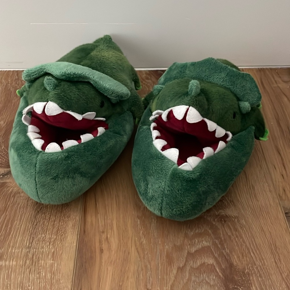 Triceratops Slippers: Kids Size Medium 2/3